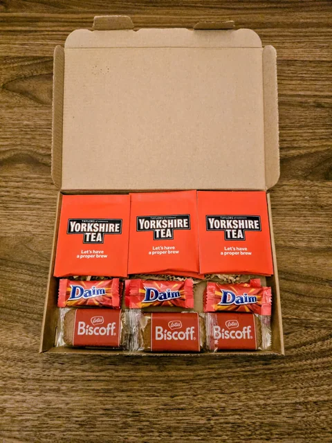 Tea Survival Pack with Yorkshire Tea, Daim chocolate and Biscoff biscuits