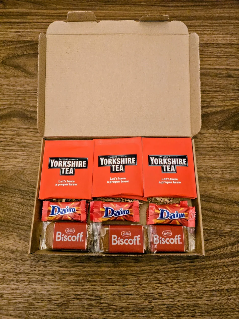 Tea Survival Pack with Yorkshire Tea, Daim chocolate and Biscoff biscuits